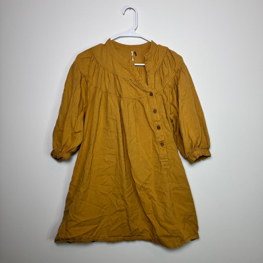 Free People Asymmetric Tunic Top Cotton Linen Blend Size L Boho Coastal